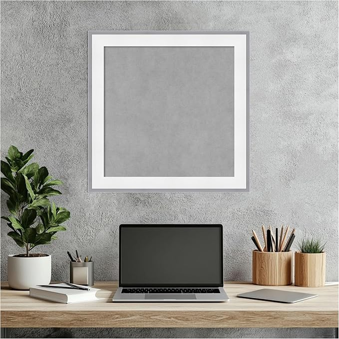 Amanti Art White Framed Magnetic Board 19x19 Small Vision Board for use with Magnets, 100% Metal Sheet to Display Items as Office Decor or for Home Organization in mudroom, Kitchen or Kids Room