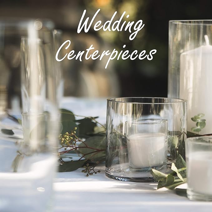 CYS EXCEL Cylinder Clear Glass Vase (H:5.9" D:5.9") | Multiple Size Choices Glass Flower Vase Centerpieces | Hurricane Floating Candle Holder Vase