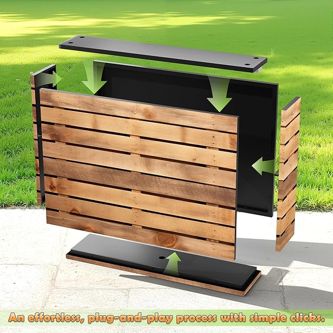 Metal Planter Box Rectangular Planter Box with Drainage Hole, Outdoor Large Planters, All-Weather Use, Rust-Resistance, for Flowers Plants, 29.9" L × 12" W × 24" H, Dark Walnut