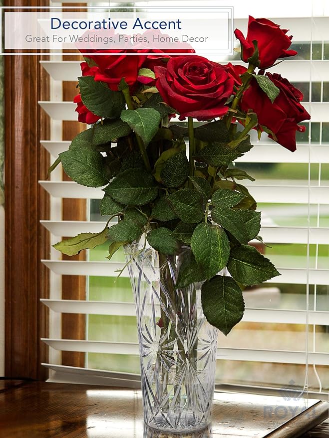 Royal Imports Flower Acrylic Vase Decorative Centerpiece for Home or Wedding Non-Breakable Plastic - 9" Tall, 4" Opening - Clear