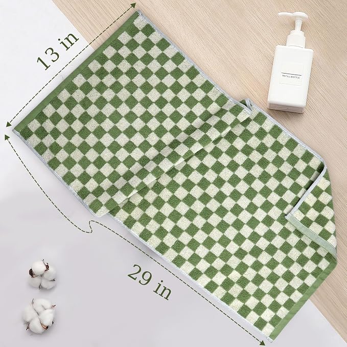 Jacquotha Hand Towels for Bathroom 4 Pack, Cotton Soft Absorbent for Face Spa Bath Gym Kitchen, Hand Towel Set Decorative Checkered, 13 x 29 Inches, 4 Colors