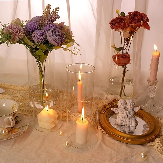 20pcs Cylinder Vases for Centerpieces - Glass Vases for Flowers with 4 Different Sizes, Modern Floating Candle Vases Formal Dinners Home Decor 4, 6, 8, 10 Inches in Height