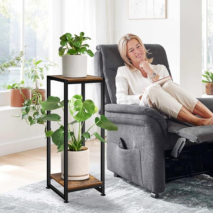 Lilybud--lily 2-Pcak Plant Stand Indoor, 31.5'' Tall Wood Plant Stands Heavy Duty Pedestal Stand for Indoor Outdoor, Modern Corner Flower Stand for Patio, Living Room, Balcony
