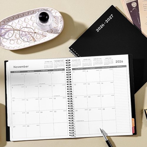 Monthly Planner 2026-2027 | 18-Month Calendar with Contacts & Passwords - 8.5" x 11", Colorful Tabs, Thick Paper