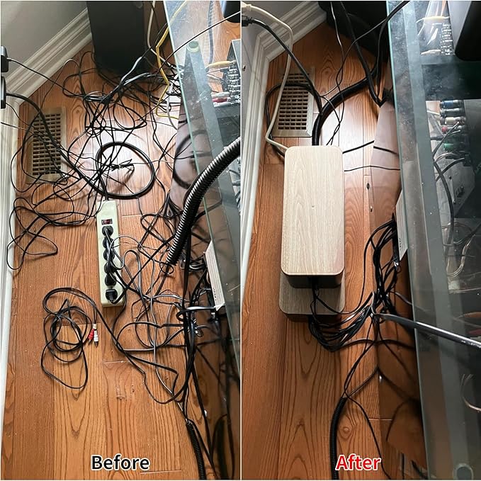 YUANYE Cable Management Box Cable Management Kit for Power Strip to Hide Wires,Cord Organizer Boxes,Safe ABS Material Wire Organizer of Cable Clips Sleeve for Home & Office,2Pack-123PCS/Black