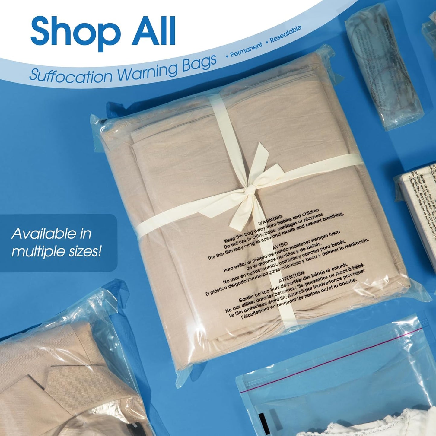 Spartan Industrial - Self-Seal Clear Poly Bags | 12" X 18" | 500 Count with Suffocation Warning