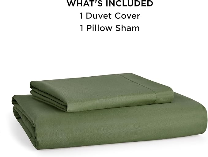 Bedsure Duvet Cover Twin/Twin XL Size - Extra Soft Double Brushed Bedding Set with Zipper Closure, 2 Pieces, Includes 1 Duvet Cover (68"x90") & 1 Pillow Sham, Comforter Not Included, Olive Green