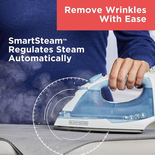 BLACK+DECKER Easy Steam Compact Iron - Lightweight Design, Nonstick Plate, 1200 Watts, Automatic Shutoff
