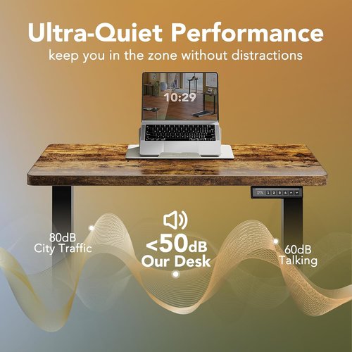HUANUO Electric Standing Desk - Height Adjustable 40 x 24 Inch Home Office Desk with Storage Bag & 4 Memory Settings | Rustic Brown