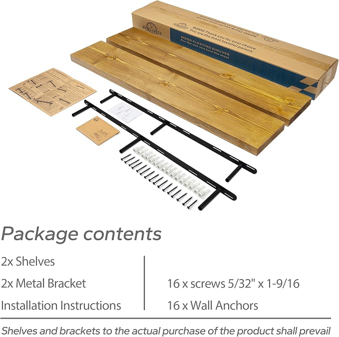 BGMG Floating Shelves 48 Inch Long, Wide Rustic Wooden Wall Shelves for Bathroom Living Room Bedroom Kitchen Farmhouse Set of 2-48x6.7x1.25 Inch - Rustic Brown