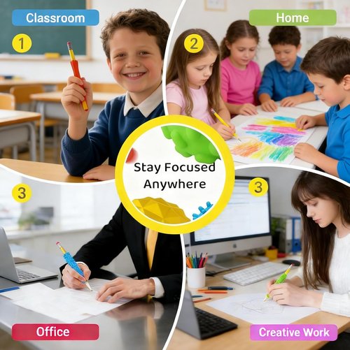Skiennix 4-Pack Sensory Silicone Pencil Grips - Fidget Sleeves for ADHD & Autism - Anxiety Relief & Focus Tool