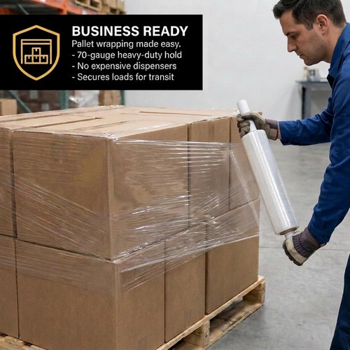 BOX USA Stretch Wrap - Extra Wide 20-Inch Clear Plastic Film Roll with Handles | 1000 ft for Shipping & Moving