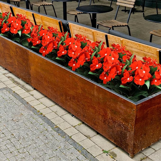 6 Pcs Artificial Red Christmas Flowers Christmas Decor, Velvet UV Resistant Faux Impatiens for Indoor Table Outdoor Planters Patio Lawn Garden Balcony Pot