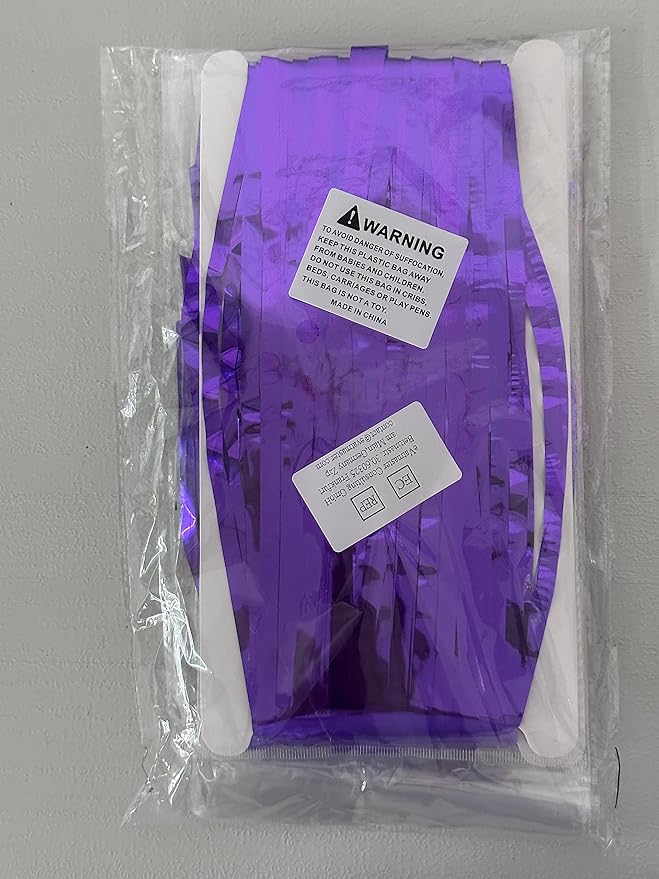 TONIFUL 3Pcs Purple Door Streamers,Purple Photo Booth Backdrop,Metallic Streamers Foil Fringe Curtains for Halloween Birthday,Christmas,New Year,St. Patrick's Day Party Decor(9.9ft x 6.6ft)