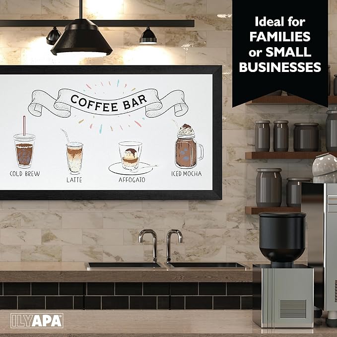 Ilyapa Extra Large Dry Erase Board for Wall - Wood Framed Magnetic White Board - 58 x 25 Inches Decorative Wall Hanging Menu Whiteboard - Black