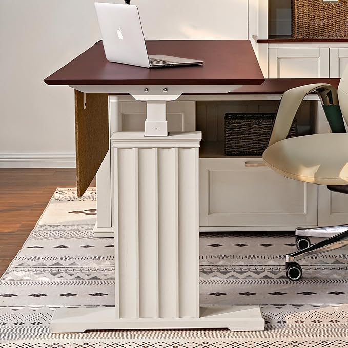 EUREKA ERGONOMIC 60x26 Executive Standing Desk with File Cabinet Drawers,L Shaped Adjustable Height Desk Home Office Computer Desk with Storage