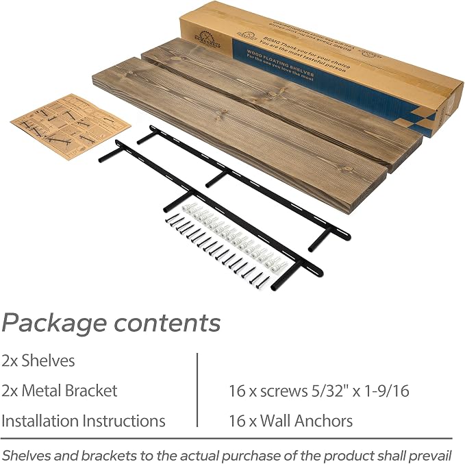 BGMG Floating Shelves for Wall 48 inch Long Set of 2,Wide Rustic Wooden Wall Shelves for Bathroom Living Room Bedroom Kitchen Farmhouse-48x6.7x1.25 inch- Dark Walnut