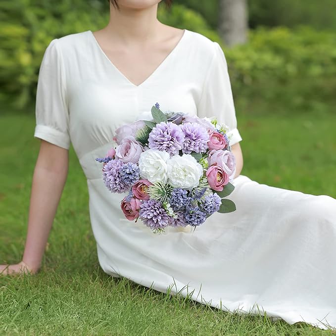Artificial Flowers Combo, Fake Flowers for DIY Tables Centerpieces Baby Shower Bridal Shower Wedding Bouquet Arrangements Party Candle Holder Cake Decor Flower Home Decorations