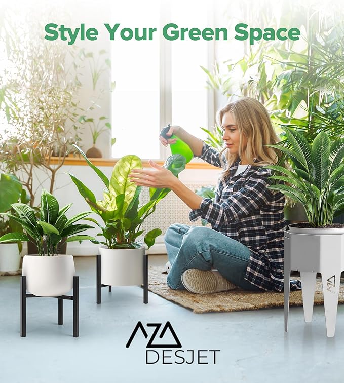 Plant Stand Indoor Adjustable 2 Pack, Metal Modern Indoor Plant Stand, Heavy Duty Plant Stands Outdoor Corner, Stable Plant Holder, Fits 8 to 12 Inches Pots, Black, Pot & Plant Not Included
