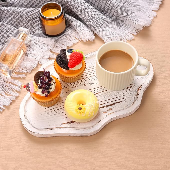 Small Decorative Tray Wood Decorative Serving Tray for Candles Perfume, Cloud Wooden Jewelry Tray Trinket Dish, Wooden Trays for Coffee Table Home Decor