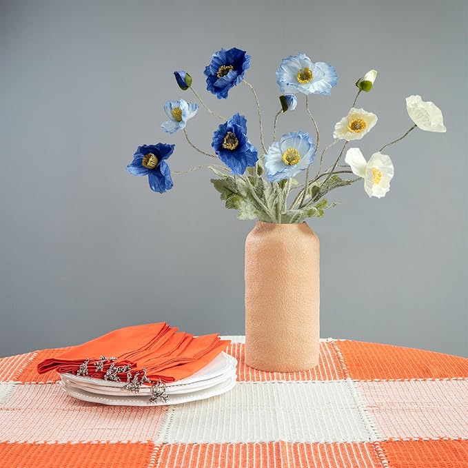 6PCS Dark Blue Faux Poppies Artificial Poppy Flowers with Realistic Silk Long Stems for Table Office Centerpiece Outdoor Indoor Cemetery