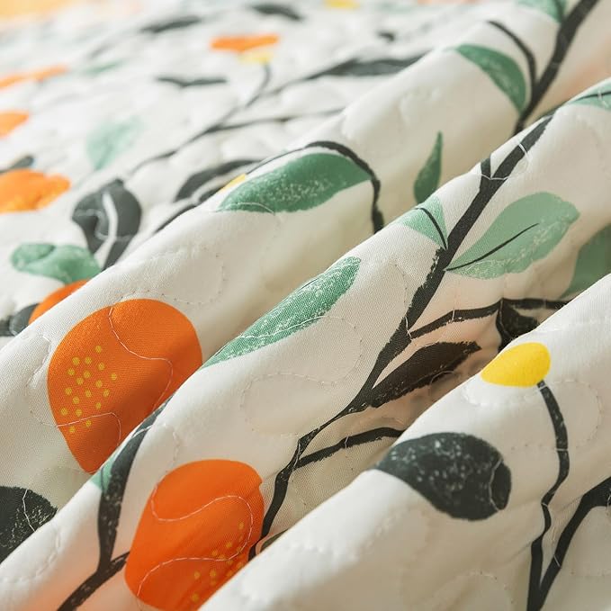 HoneiLife Floral Quilt King Size - Wildflower Bedspreads 3-Piece, Fruit Quilt Sets for King Beds, Microfiber Coverlets Botanical Bed Cover King Quilt Bedding Sets for All Season Use