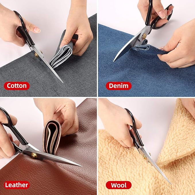 Fabric Scissors Tailor Sewing Shears - 9 Inch Heady Duty Scissors for Fabric Cutting Professional Ultra Sharp Cloth Tailor Scissors Multipurpose Utility Dressmaker Leather Titanium Scissors (9Inch)