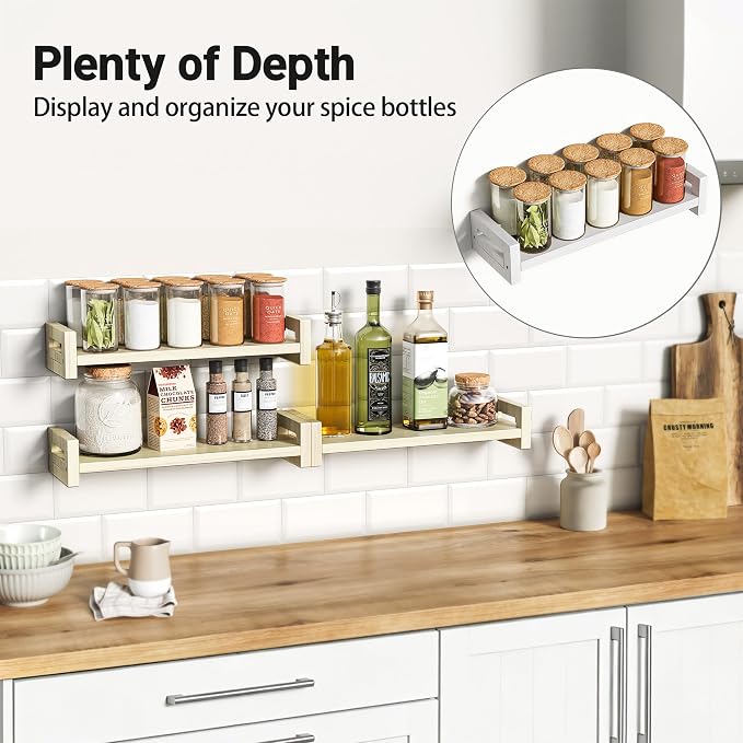 Vailando Floating Shelves for Wall, Set of 3 Solid Wood Wall Mounted Shelves, 16" Rustic Poplar Display Shelf for Bedroom, Living Room, Bathroom, and Kitchen Decor - Heavy-Duty & Natural Pine