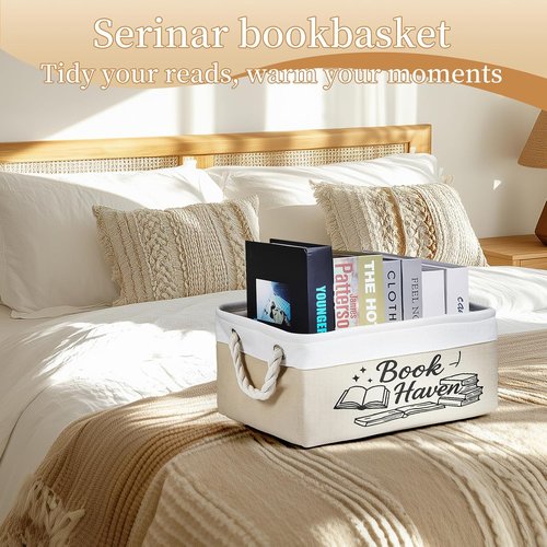 Serinar Book Storage Basket - Reading List Organizer Bin | Perfect Gift for Book Lovers & Students