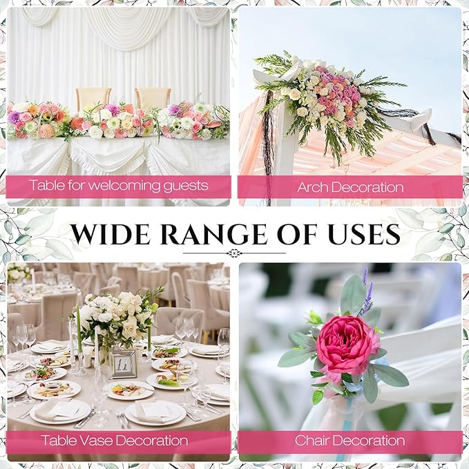 Zeyune 50Pcs Wedding Artificial Peonies 4Inch Fake Silk Peony Faux Peonies Artificial Valentine Flowers Bulk Rose Flowers Heads for Valentine Decoration Vintage Wedding Home Office(Hot Pink)
