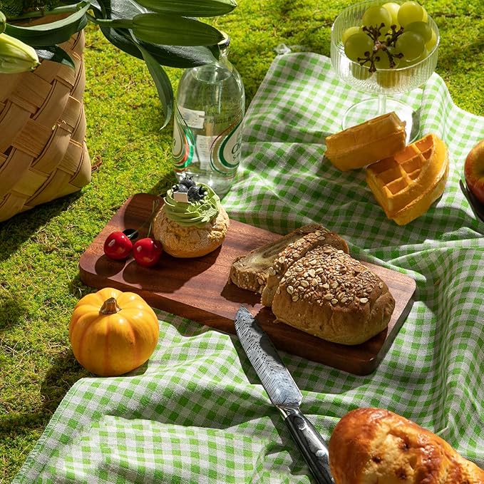 Small Wooden Cutting Board for Kitchen, Acacia Wood Chopping Board, Charcuterie Boards Serving Tray for Meat, Vegetables, Fruits, Bread, Cheese 12" x 5" x 0.7"