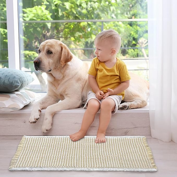 ZALL Beige Waffle Bath Mat,Super Absorbent Non Slip Bathroom Rug,Cream 18x30inch,Machine Washable Ultra Soft Floor Mats