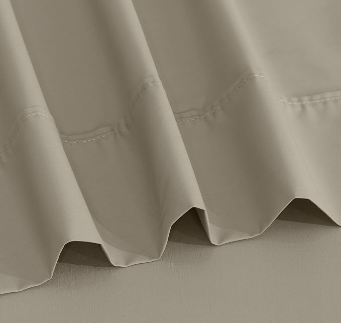 RUVANTI 100% Cotton King Size Sheets Set, 4 Pieces, Soft & Breathable Percale Weave Bedding, Deep Pocket 16", Hotel Standard, Crisp Cool Feel, Durable, Perfect Dyed Bed Sheet, Taupe