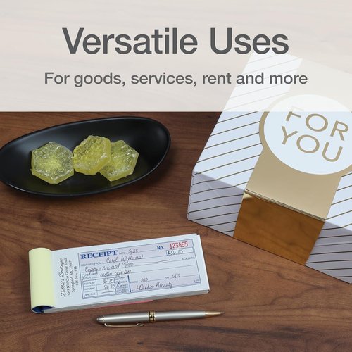 Adams Money & Rent Receipt Book - Carbonless 2-Part | 50 Sets, 2.75 x 7.19 Inch, White & Canary