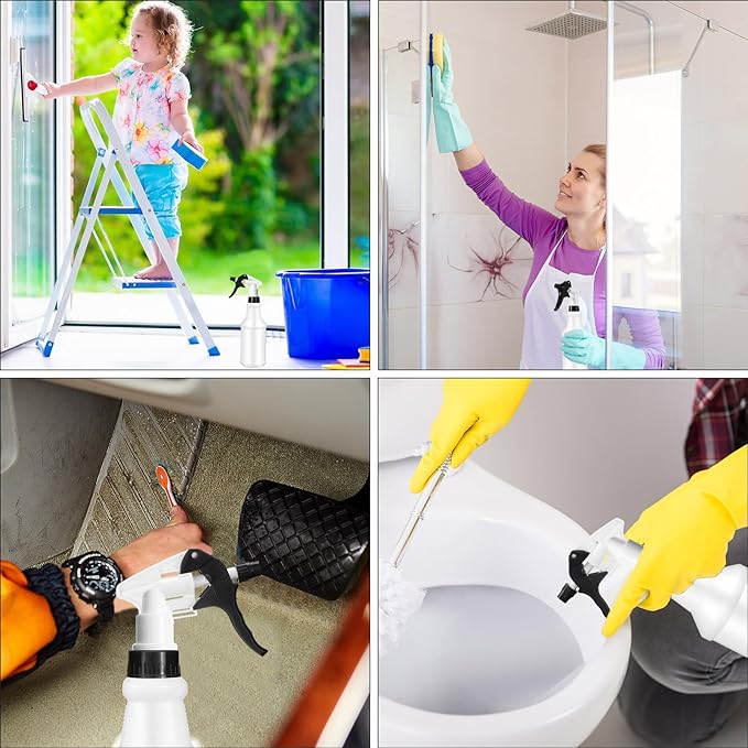 Rtteri 24 Pcs 16 Oz Plastic Spray Bottle for Cleaning Solutions Bulk Empty and Reusable Leak Proof Spraying Bottles for Cleaning, Water, Auto Details, Commercial, Bathroom(Black, White)