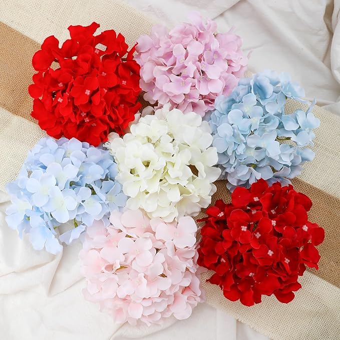Fake Purple Hydrangea Artificial Flowers - Faux Silk Hydrangeas Flowers Heads with Stems Real Touch for Home Wedding Party Table Decor(Light Purple,Pack of 10)