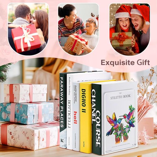 ENCIMART Acrylic Bookends - Clear Decorative Book Ends for Heavy Duty Shelf Organization | 4 Pieces