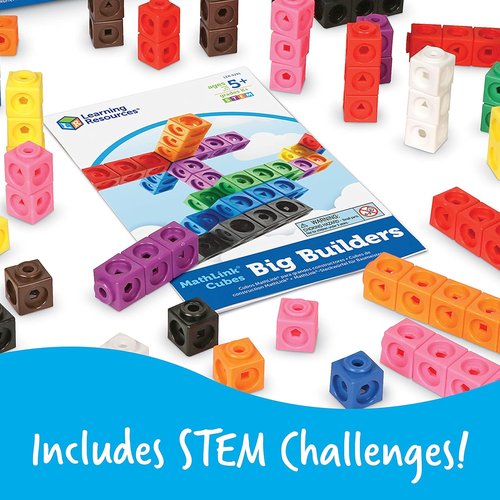 Learning Resources MathLink Cubes Big Builders - STEM Math Manipulatives for Kids | Pattern Building Blocks & Counting Sets