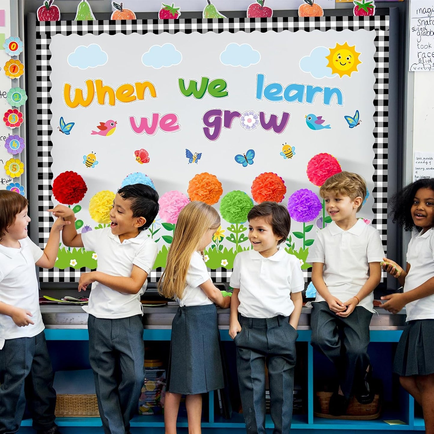 ZOIIWA Bulletin Board Set - Summer-Themed Flowers with 3D Paper Cutouts | Classroom Decor & Party Favor