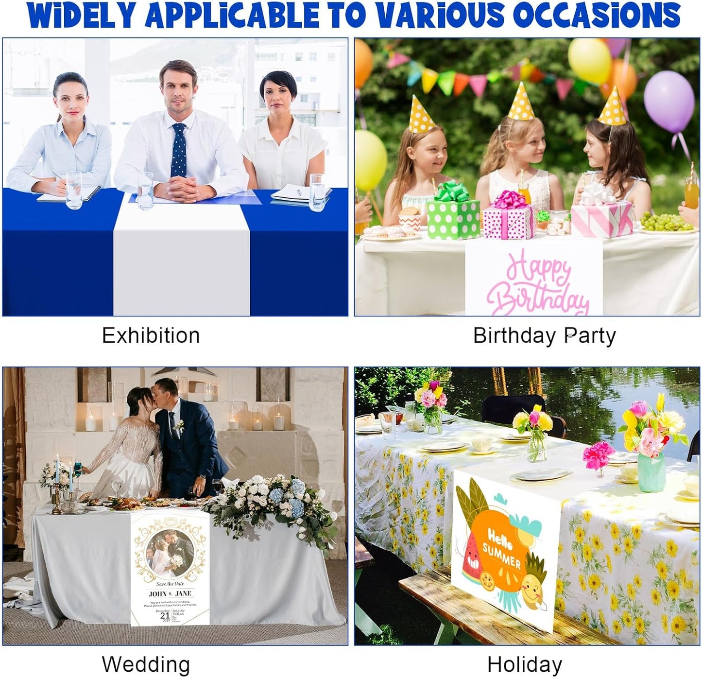 Skiennix White Table Runner - Polyester Sublimation Heat Transfer Blanks for Events | 2 Pcs