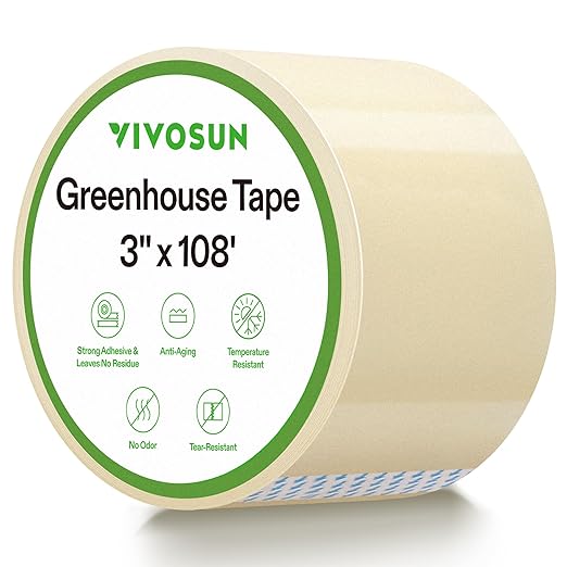 VIVOSUN Greenhouse Repair Tape, 6.3 mil 3" x 108' Weatherproof Clear Poly Patch Tape, Heavy Duty Greenhouse Sheeting Coverings Film Tape for Plastic Sheeting and Tents