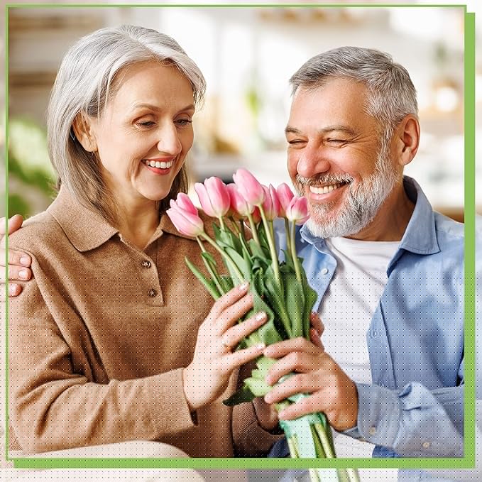 Janinka 100pcs Artificial Tulip Flowers Fake PU Tulips Faux Latex Bouquet Flower Centerpieces Arrangement Floral for Mother Day Wedding Spring Decorations (Light Pink)