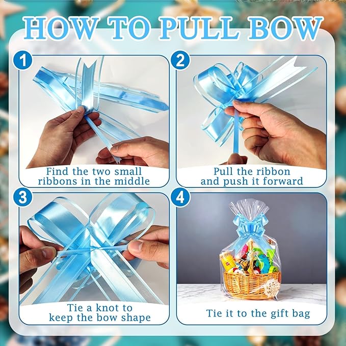 PigPotParty 24"x30" Clear Cellophane Gift Bags - Includes Bows – 10 Pack Large Cellophane Wrap for Gift Baskets, Plastic Gifts Bags for Gift Giving