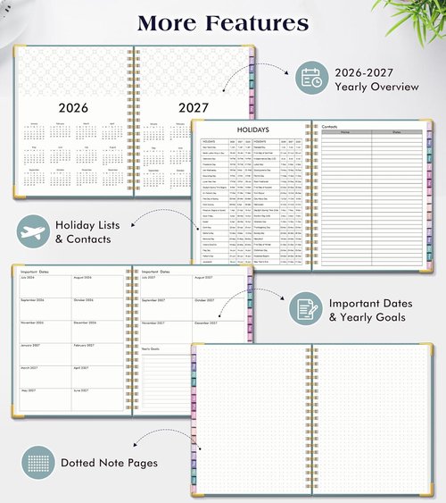 Academic Planner 2026-2027 - 18-Month Hardcover Weekly & Monthly Organizer | Large 8.5" x 11" Dusty Blue