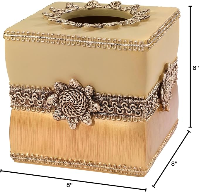 Avanti Linens - Tissue Box Cover, Guest Bathroom Essentials, Elegant Bathroom Decor (Braided Medallion Collection)