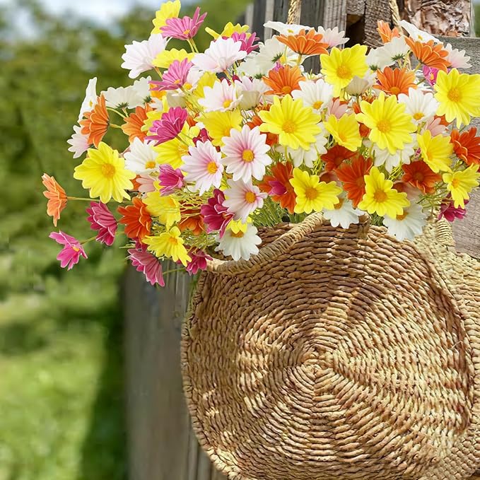 10 Pcs Artificial Daisy Flowers Bulk Artificial Flowers Wildflowers Silk Daisy Faux Gerbera Daisies Bouquet Spring Flowers for Outdoor Indoor Wedding Table Centerpiece Floral Arrangements Decor