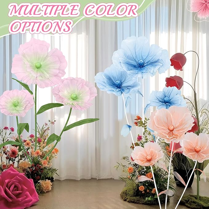 Artificial Giant Huge Flowers 5.57FT 3D Large Faux Floral Green Pink Big Flowers for Wedding Birthday Party Shop Window Display Arrangement Event Decorations