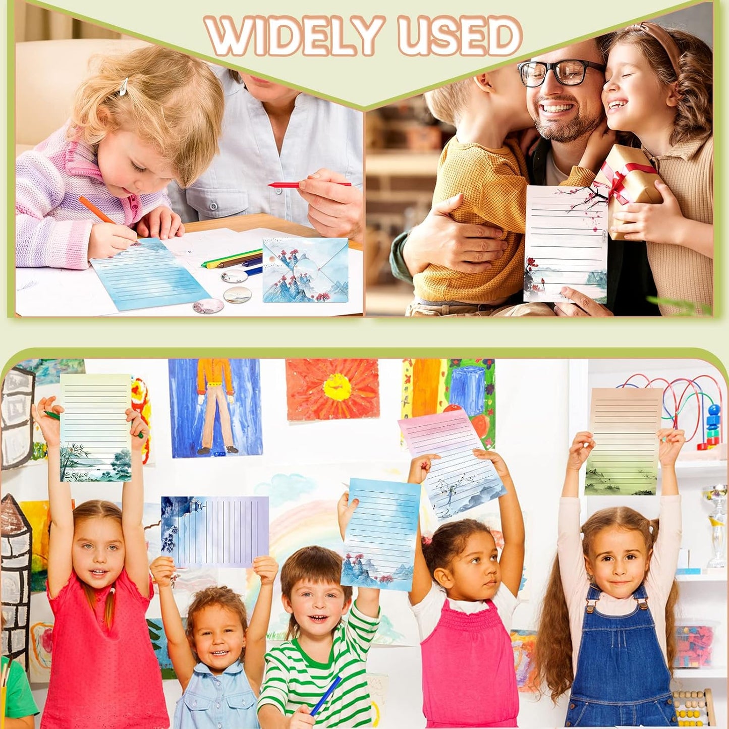 TaoBary Stationery Paper Set - 160 Pcs with 50 Double-Sided Sheets & Envelopes | 10 Unique Designs, 5.5 x 8.25 Inch