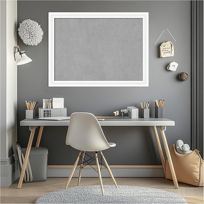 Amanti Art White Framed Magnetic Board 23x31 Medium Vision Board for use with Magnets, 100% Metal Sheet to Display Items as Office Decor or for Home Organization in mudroom, Kitchen or Kids Room