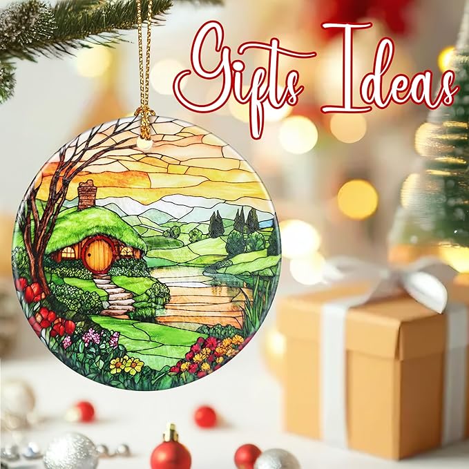 Christmas Ornaments, 2.8 Inch Ceramic Hanging Ornament, Christmas Tree Ornaments, Xmas Decorations, Holiday Decorations, Holiday Party Gifts, and Xmas Gift Ideas - Hobbit House